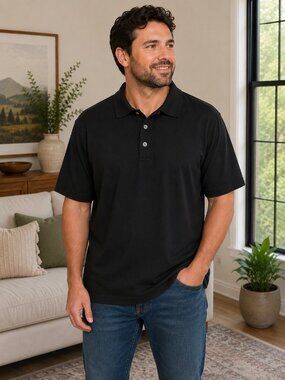 FRAME Light Pique Polo Shirt Black Cotton Oversized L NWT